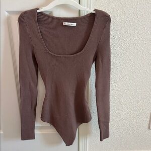 Abercrombie & Fitch Chocolate Long Sleeve Bodysuit